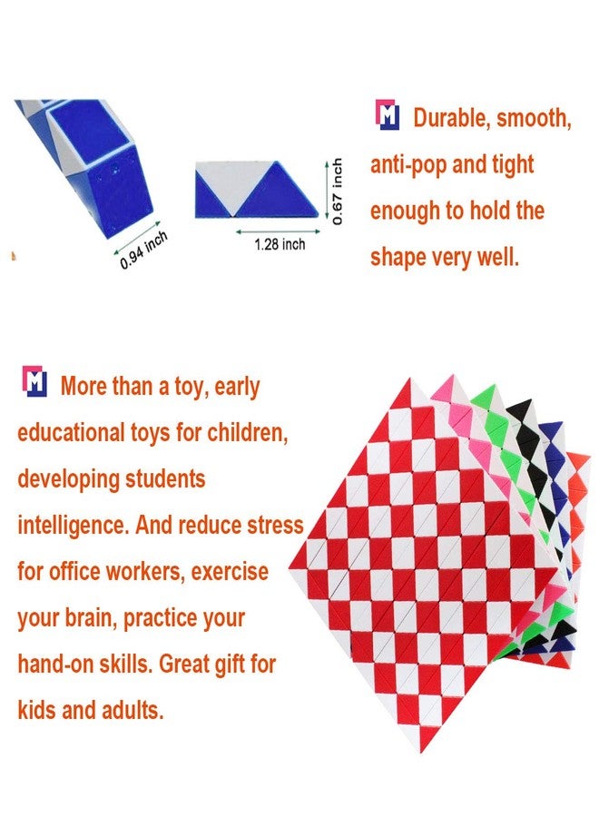 Mipartebo Magic Snake Cube Twist Puzzle 144 Wedges Large Size Twist Fidget Snake Toys Gift Party Favors for Kids Adults Teens Black - Image 2